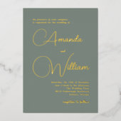 Eenvoudige moderne kalligrafie script diepgaande s folie uitnodiging (Voorkant)