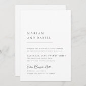 Eenvoudige moderne kalligrafie Script Witte bruilo Kaart (Voorkant / Achterkant)