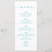 Eenvoudige moderne kalligrafie Turquoise Menu (Voorkant)