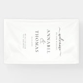 Eenvoudige moderne kalligrafie "Welkom" bruiloft Spandoek (Horizontaal)