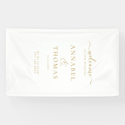 Eenvoudige moderne kalligrafie "Welkom" bruiloft Spandoek (Horizontaal)