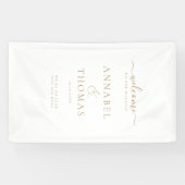 Eenvoudige moderne kalligrafie "Welkom" bruiloft Spandoek (Horizontaal)