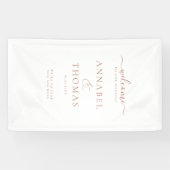 Eenvoudige moderne kalligrafie "Welkom" bruiloft Spandoek (Horizontaal)