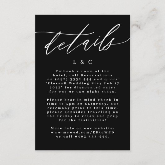 Eenvoudige moderne kalligrafie White en Black Wedd RSVP Kaartje (Voorkant)