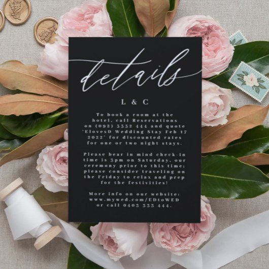 Eenvoudige moderne kalligrafie White en Black Wedd RSVP Kaartje