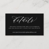 Eenvoudige moderne kalligrafie zwart bruiloft deta informatiekaartje (Voorkant)