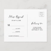 Eenvoudige moderne kalligrafie zwart wit bruiloft  uitnodiging briefkaart (Achterkant)