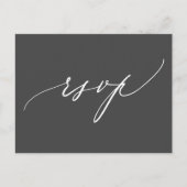 Eenvoudige moderne kalligrafie zwart wit bruiloft  uitnodiging briefkaart (Voorkant)