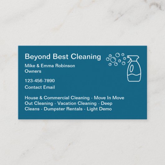 Eenvoudige moderne Kantoor huis reiniging Visitekaartje (Voorkant)