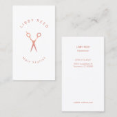 Eenvoudige moderne kapper Roos gouden schaar wit Visitekaartje (Voorkant / Achterkant)