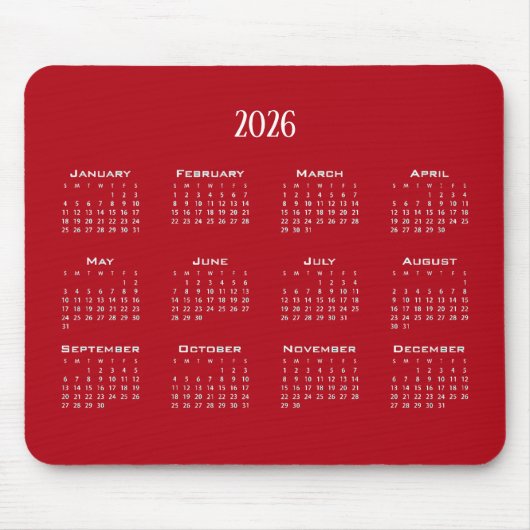 Eenvoudige moderne kastanjekalender muismat (Voorkant)