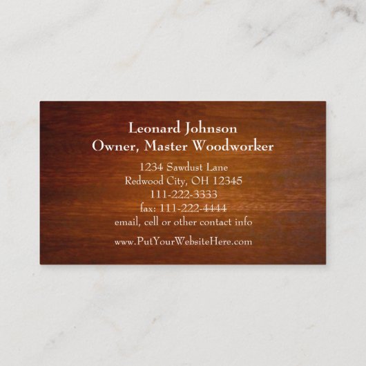 Eenvoudige moderne kerry carpentry constructie visitekaartje (Achterkant)