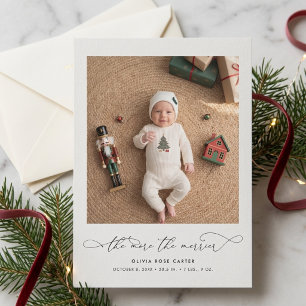 Eenvoudige moderne kerst baby foto aankondiging