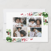 Eenvoudige moderne kerst collage 4 groet foto feestdagenkaart (Voorkant)