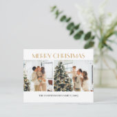 Eenvoudige moderne kerst familie twee foto feestdagenkaart (Staand voorkant)