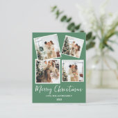 Eenvoudige moderne kerstboom familie 4 Foto Feestdagenkaart (Staand voorkant)