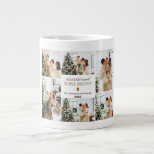 Eenvoudige moderne kerstboom familie fotocollage grote koffiekop
