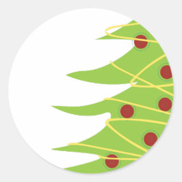 Eenvoudige moderne kerstboom ronde sticker