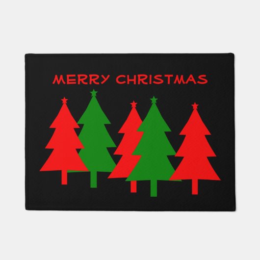 Eenvoudige, moderne kerstboom, rood zwart deurmat (Voorkant)