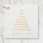 Eenvoudige moderne kerstboom wenst goud bedankjes labels (Voorkant)