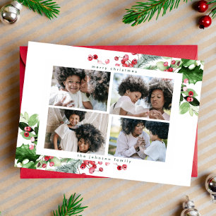 Eenvoudige moderne kerstcollage 4 begroetingsfoto feestdagenkaart