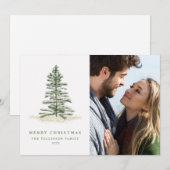 Eenvoudige moderne kerstEvergreen-fotokaart Feestdagenkaart (Voorkant / Achterkant)
