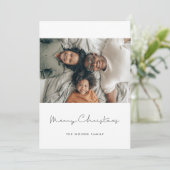 Eenvoudige moderne kerstfoto feestdagenkaart (Staand voorkant)