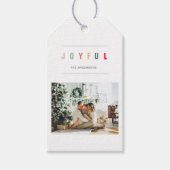 Eenvoudige, moderne kerstfoto | Joyful Holiday Cadeaulabel (Voorkant)