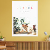 Eenvoudige, moderne kerstfoto | Joyful Holiday Canvas Afdruk (Insitu (Woonkamer))