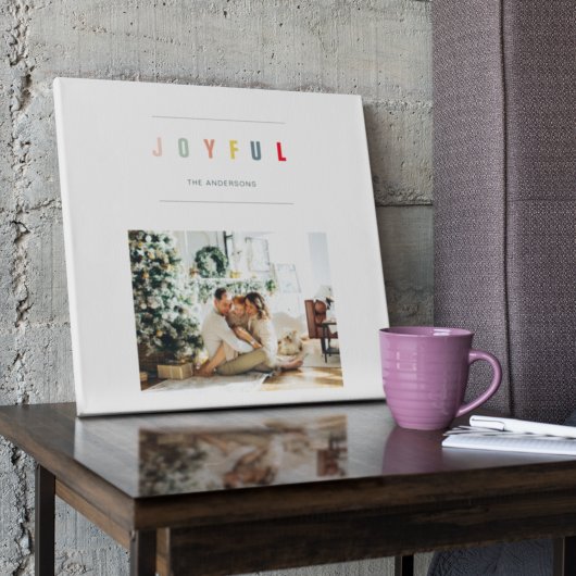 Eenvoudige, moderne kerstfoto | Joyful Holiday Canvas Afdruk