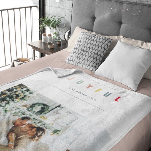Eenvoudige, moderne kerstfoto | Joyful Holiday Fleece Deken