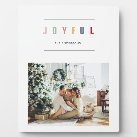 Eenvoudige, moderne kerstfoto | Joyful Holiday Fotoplaat (Voorkant)