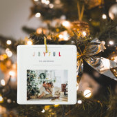 Eenvoudige, moderne kerstfoto | Joyful Holiday Keramisch Ornament
