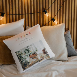 Eenvoudige, moderne kerstfoto | Joyful Holiday Kussen