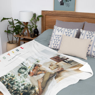 Eenvoudige, moderne kerstfoto Joyful Holiday Sherpa Deken