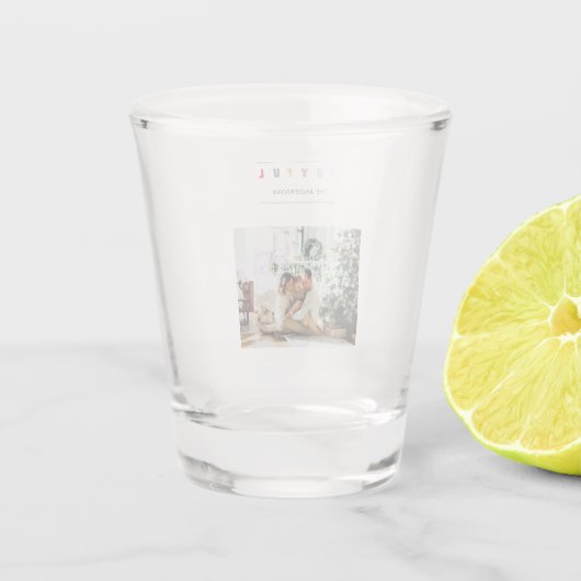 Eenvoudige, moderne kerstfoto | Joyful Holiday Shot Glas (Achterkant)