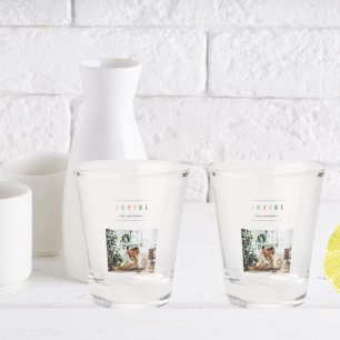 Eenvoudige, moderne kerstfoto Joyful Holiday Shot Glas
