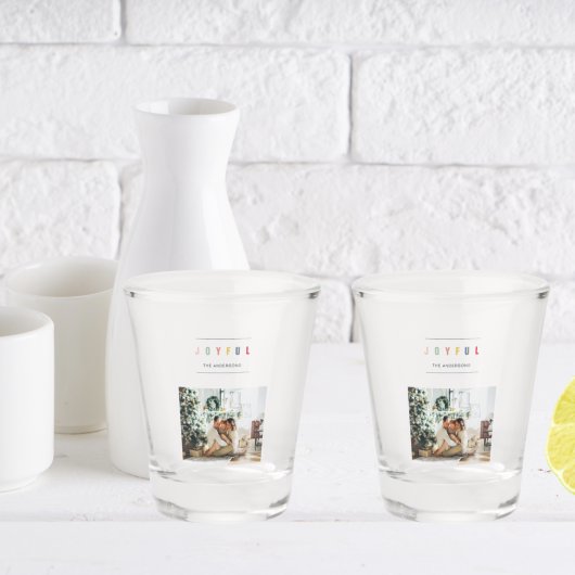 Eenvoudige, moderne kerstfoto | Joyful Holiday Shot Glas