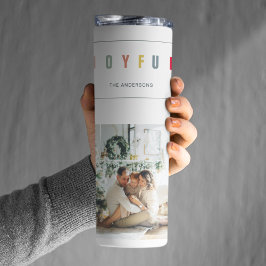Eenvoudige, moderne kerstfoto | Joyful Holiday Thermosbeker