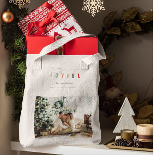 Eenvoudige, moderne kerstfoto   Joyful Holiday Tote Bag