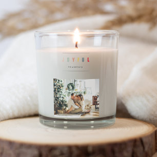 Eenvoudige, moderne kerstfoto   Joyful Holiday Vierkante Sticker