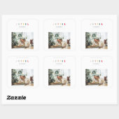 Eenvoudige, moderne kerstfoto | Joyful Holiday Vierkante Sticker (Vel)