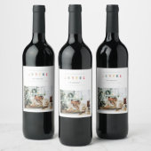 Eenvoudige, moderne kerstfoto | Joyful Holiday Wijn Etiket (Flessen)