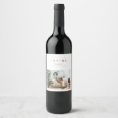 Eenvoudige, moderne kerstfoto | Joyful Holiday Wijn Etiket (Voorkant)