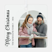 Eenvoudige moderne kerstfoto metalen ornament (Achterkant)