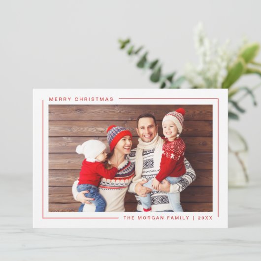 Eenvoudige, moderne kerstfotokaart - Aangepast Feestdagenkaart (Staand voorkant)