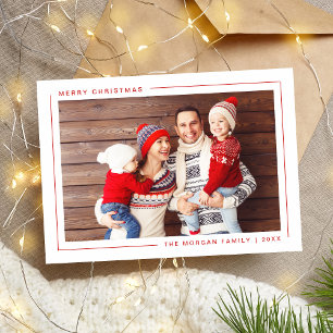 Eenvoudige, moderne kerstfotokaart - Aangepast Feestdagenkaart
