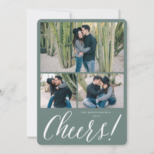 Eenvoudige moderne kerstkaart met cheer script (Voorkant)