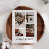 Eenvoudige moderne kerstkaart met meerdere foto's