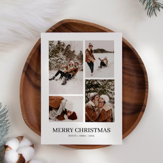 Eenvoudige moderne kerstkaart met meerdere foto's